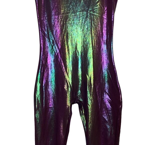 Taylor Fit Wear Jumpsuit Metallic Pull On Size L Sleveless Full Length Stretchy - Picture 3 of 5